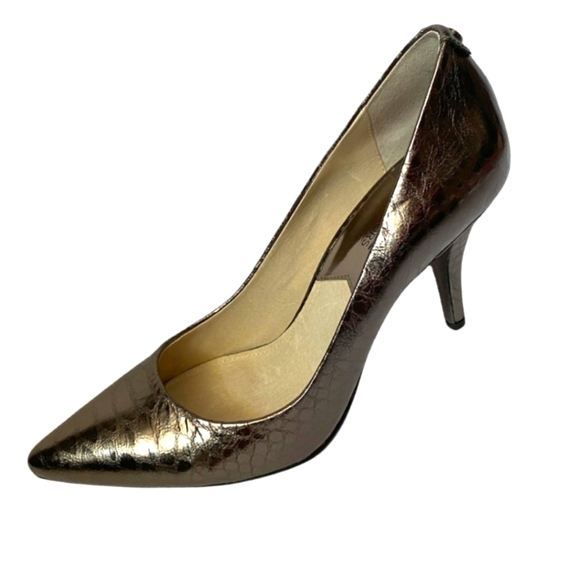 Michael Kors Womens Elegant Metallic Pewter Silver Pumps Sz 10 New - Picture 1 of 5